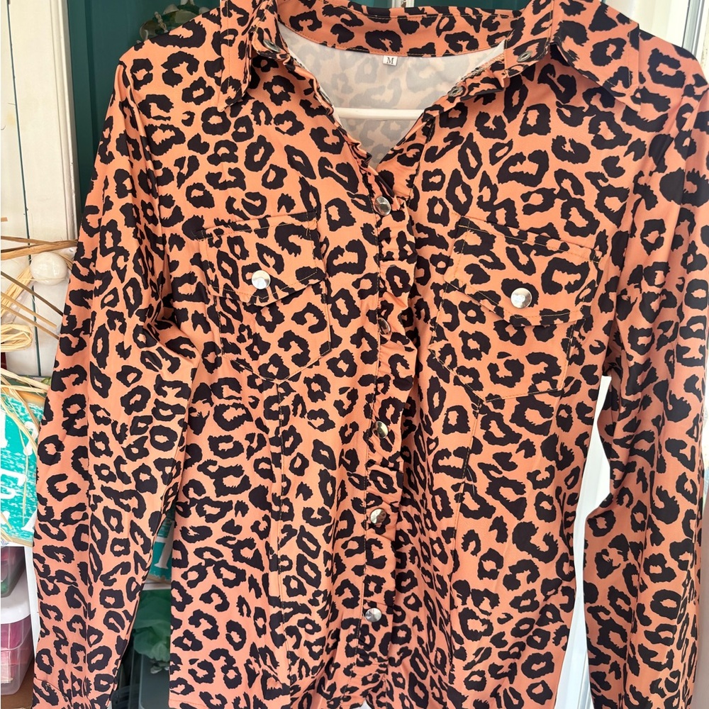 Leopard Print Button-Up Shirt